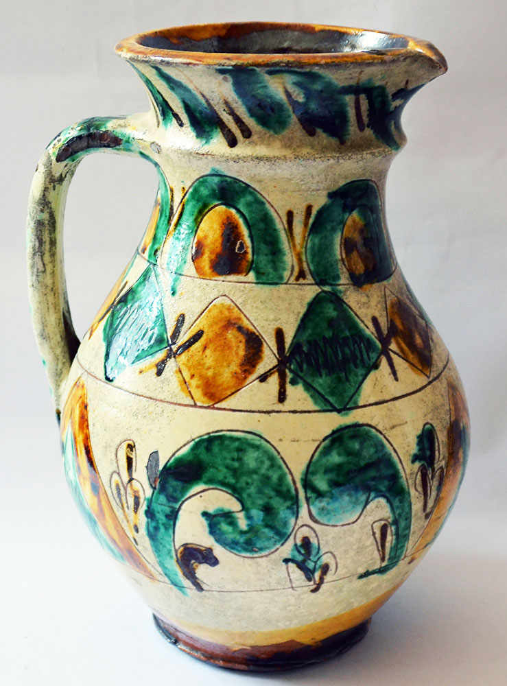 Дзбан. Глина, ангоби, полива, формування, ритування, розпис. 2-а пол.19 ст. с. Пістинь Косівського р-ну Івано-Франківської обл.